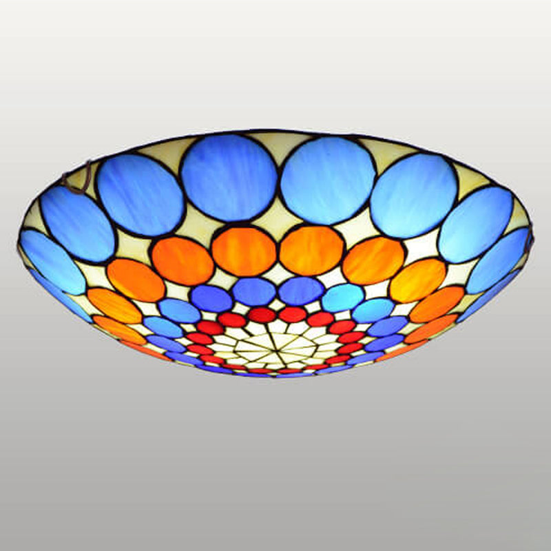 European Tiffany Round Flower Buntglas 2/3 Licht Unterputz-Deckenleuchte 