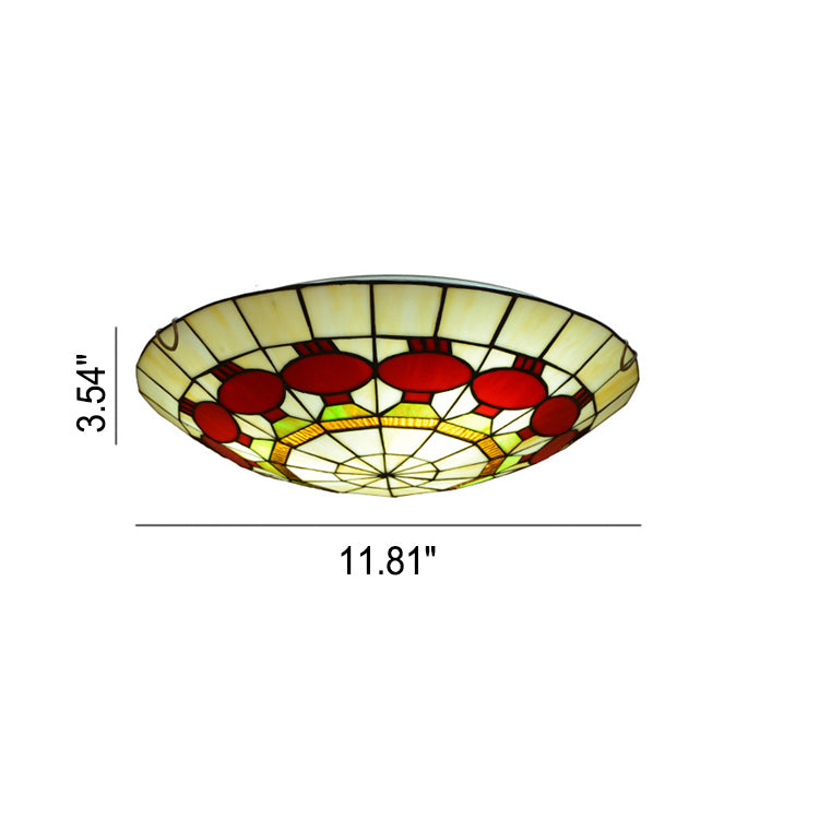 European Tiffany Stained Glass Round 2/3 Light Flush Mount Ceiling Light