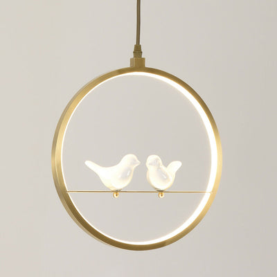 Nordische kreative Vogel-Goldkupfer-Ring-LED-Pendelleuchte 