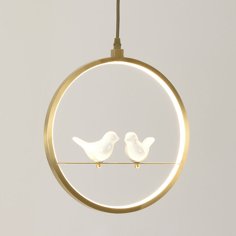 Nordische kreative Vogel-Goldkupfer-Ring-LED-Pendelleuchte 