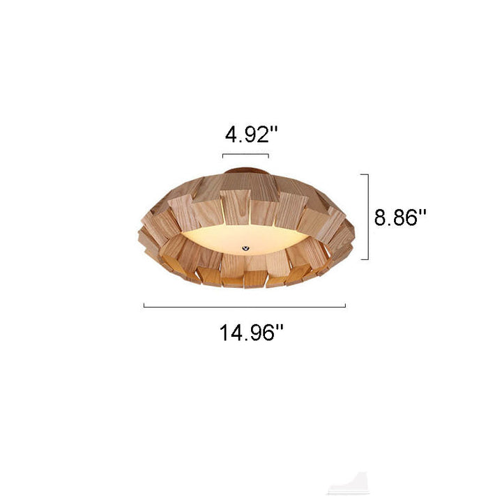 Modern Wooden Southeast Asian Style LED Flush Mount Light