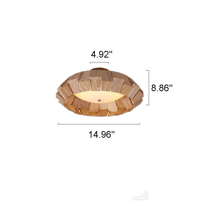 Modern Wooden Southeast Asian Style LED Flush Mount Light