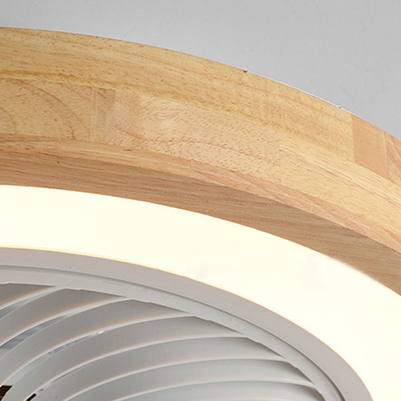 Modern Minimalist Wood Geometric LED Flush Mount Ceiling Fan Light