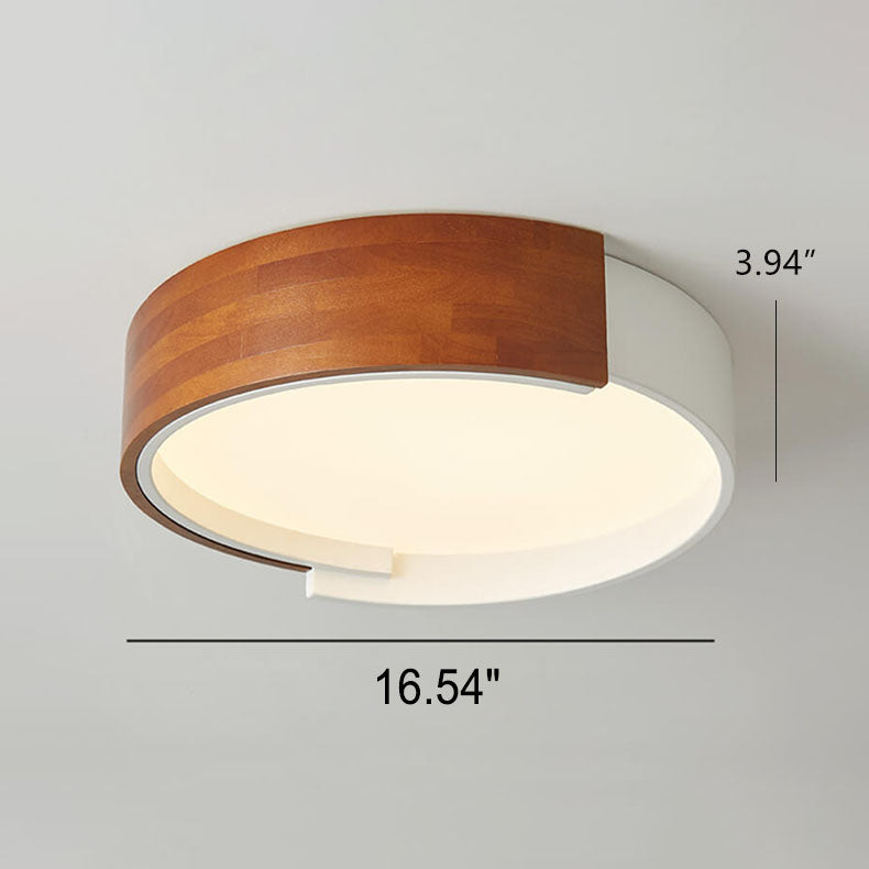 Moderne, einfache, runde LED-Deckenleuchte aus Holzscheit 