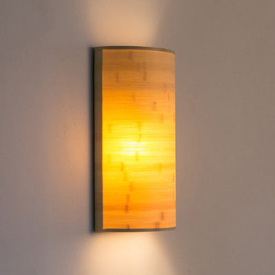 Modern Bamboo Half-Cylinder 2-Light Wall Sconce Lamp