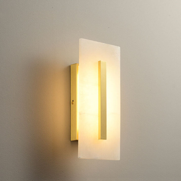 Luxuriöse Chinesische Marmor Quadratische Messing 1-Licht LED Wandleuchte Lampe 