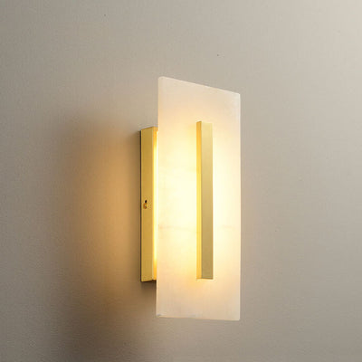 Lampe murale à LED 1 lumière en laiton carré en marbre chinois de luxe 