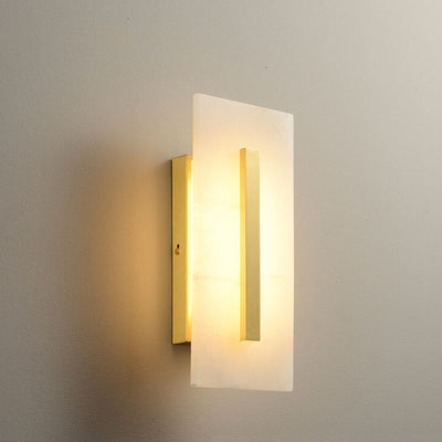 Luxury Chinese Marble Square Brass 1-Light LED Wall Sconce Lamp