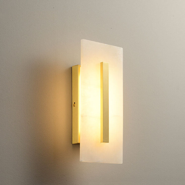 Luxuriöse chinesische Marmor-Quadrat-Messing-1-Licht-LED-Wandleuchte 