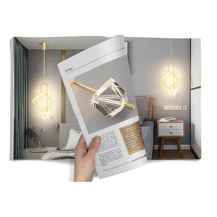Modern Light Luxury Golden Diamond Geometric Crystal LED Pendant Light