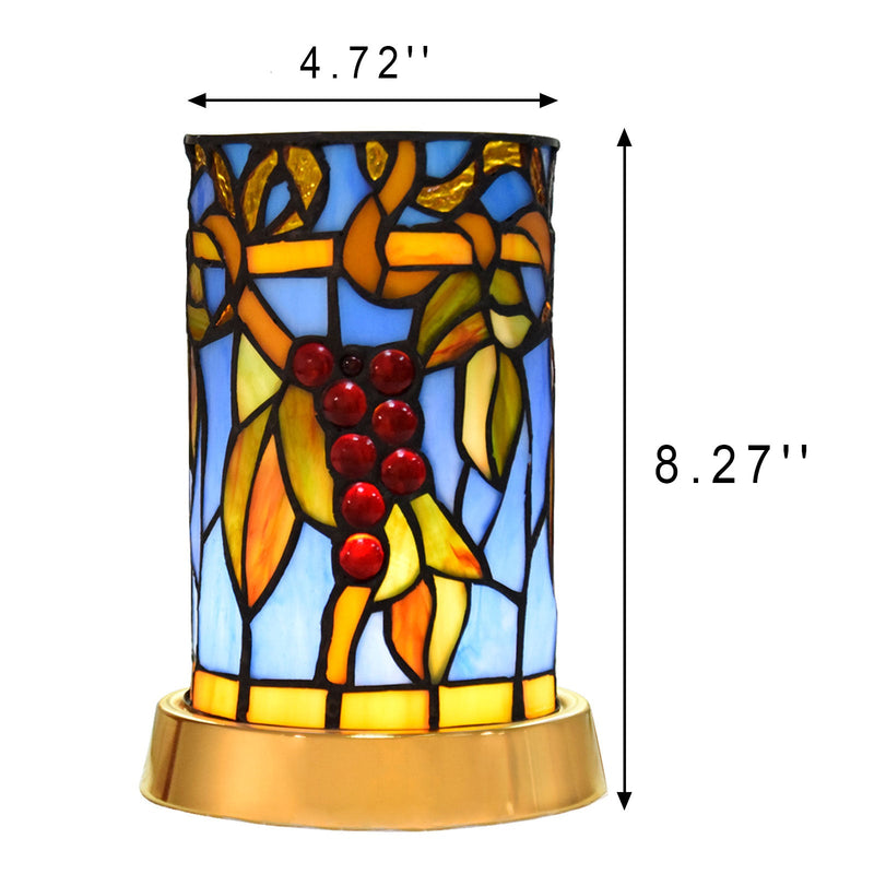 Creative Tiffany Fruit Cylinder Barrel Stained Glass LED Table Lamp