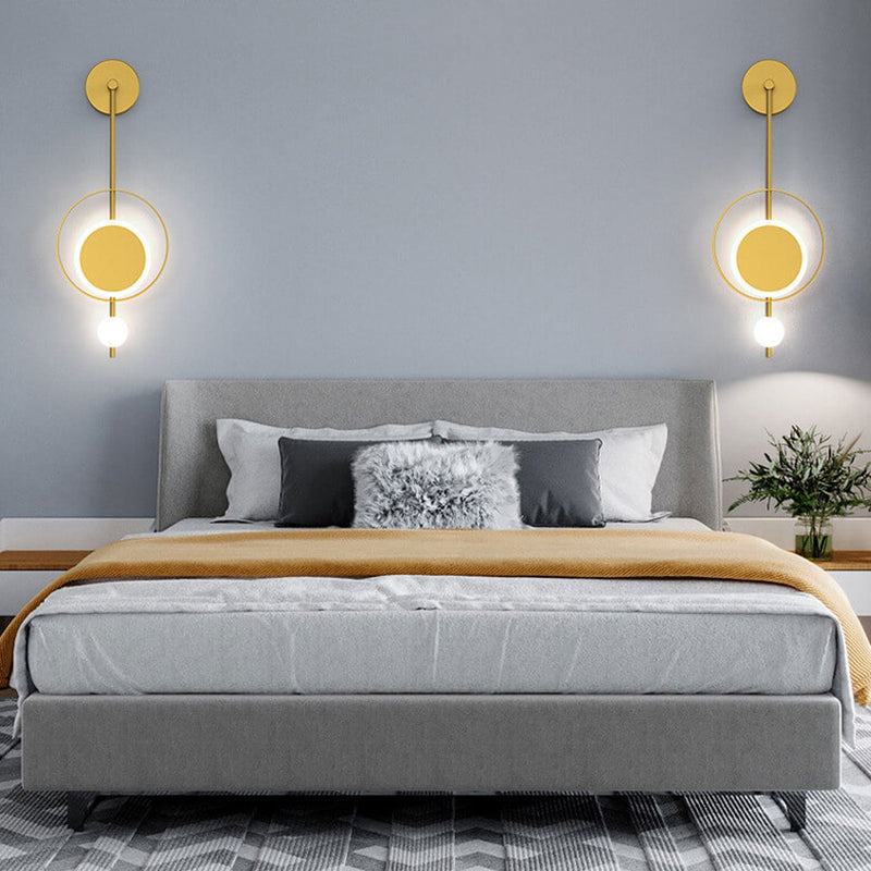 ضوء الحائط بمصباح LED بذراع مستقيم دائري حديدي بأسلوب حديث وبسيط 