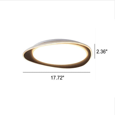 Moderne, minimalistische LED-Deckenleuchte mit Holzmaserung und Kieselsteinen 