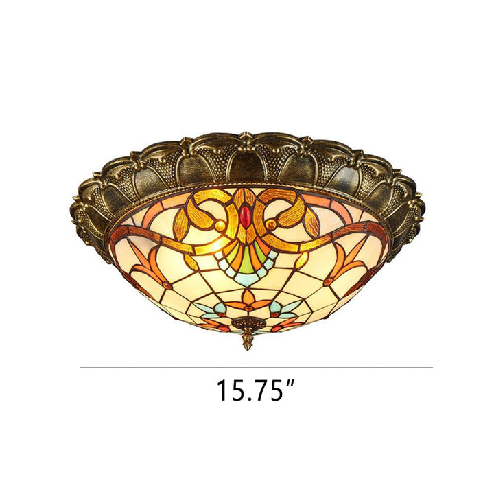 Vintage Buntglas Tiffany Runde LED-Deckenleuchte 