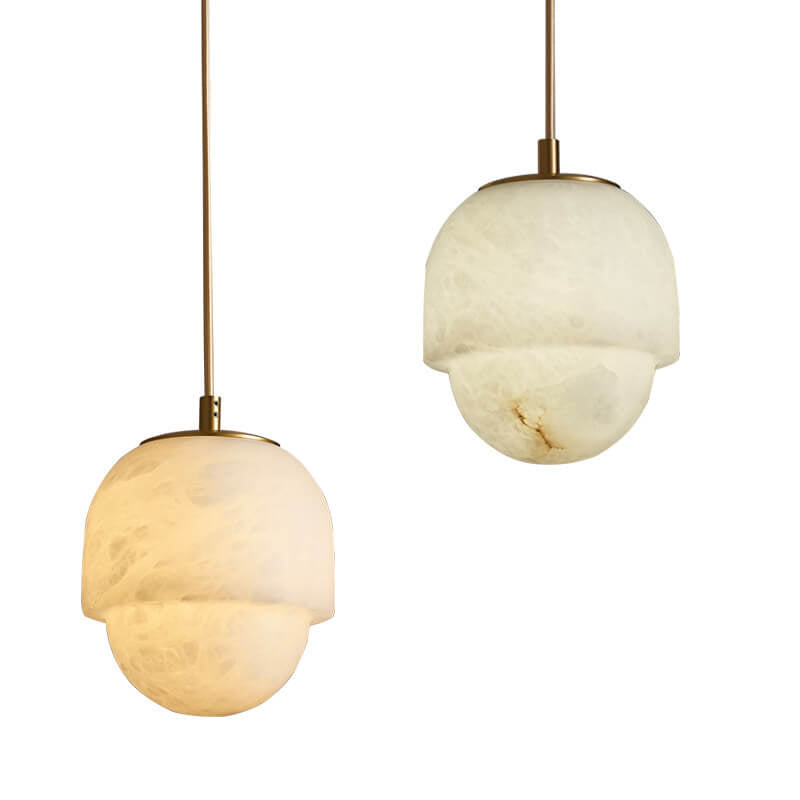 Modern Marble Minimalistic Spherical 1-Light Pendant Light