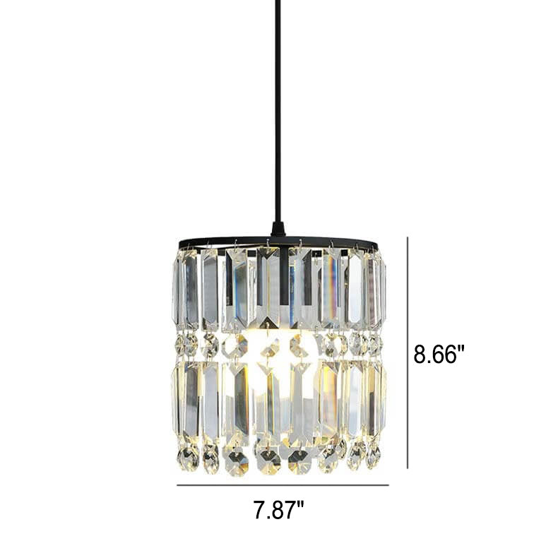 Nordic Light Luxury Crystal Cylinder Dome 1/2/3 Light Chandelier