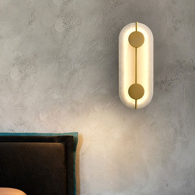 Modern Brass Lucite Circle LED Wall Sconce Lamp