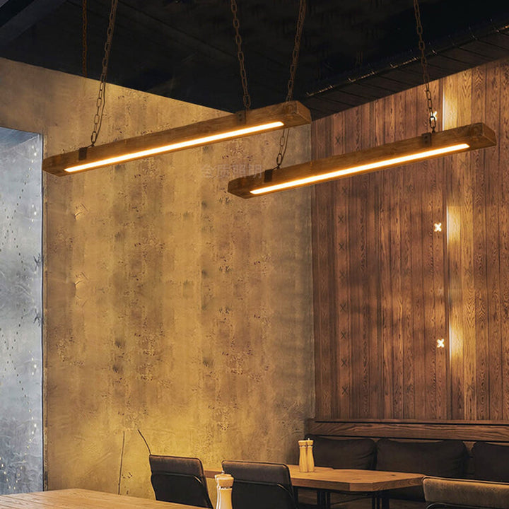 Vintage Industrielle Holz-Langbar-Insel Licht LED Kronleuchter 