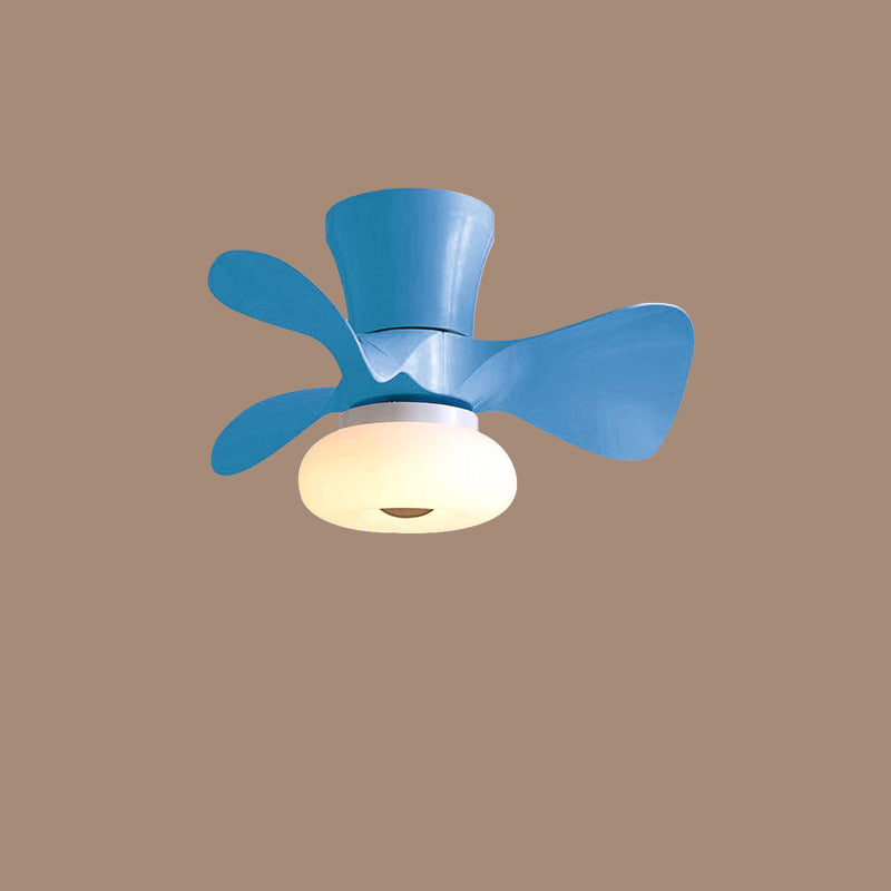 Moderne nordische Macaron LED-Deckenventilatorleuchte aus ABS und Metall zur halbbündigen Montage für das Wohnzimmer 
