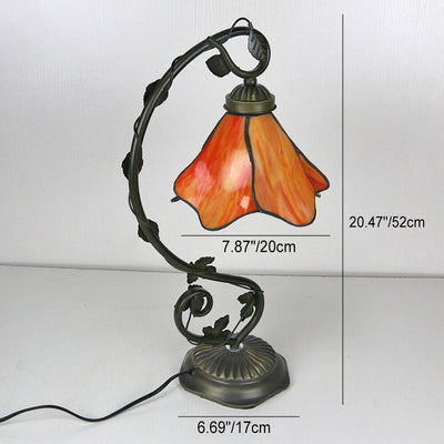 Tiffany Simple Flower Petal Resin Stained Glass 1-Light Table Lamp