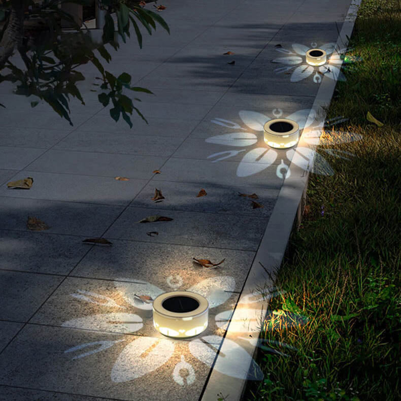 Solar Flower Pattern LED Outdoor Wall Patio Lawn Decorative Light