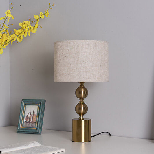 Moderne Luxus Stoff Metall Kugelbasis 1-Licht Tischlampe 