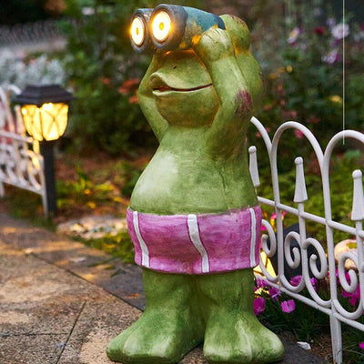 Garden Statue Solar Frog Resin Outdoor Waterproof Decorative Night Light