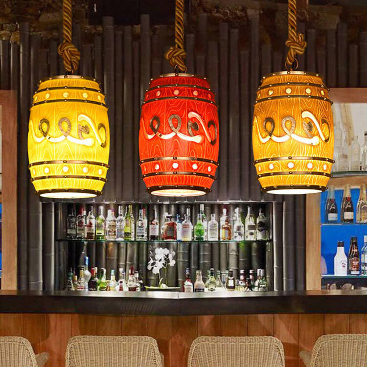 Vintage Wine Barrel Resin 1-Light Pendant Light