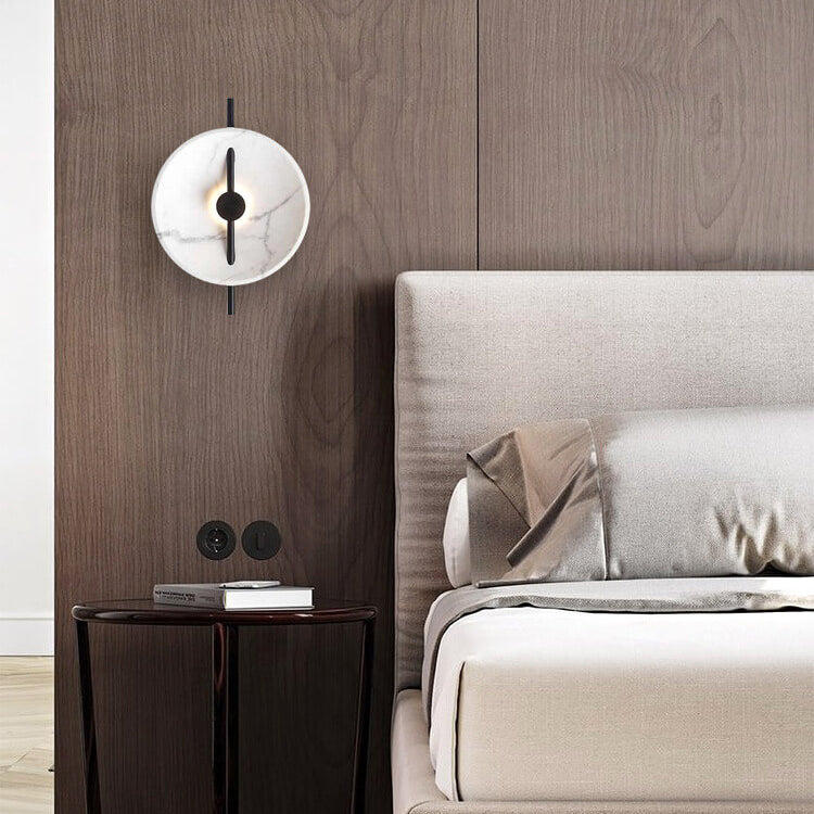 Minimalist Resin Marble Round LED Wall Sconce Lamp