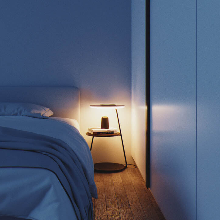 Modern Minimalist Column Storage Shelf Wireless Charging LED One Floor Lamp