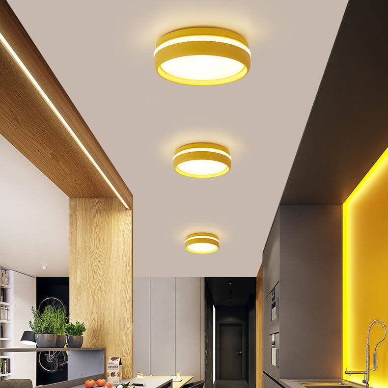 Creative Round Macaron Iron LED Flush Mount Ceiling Light