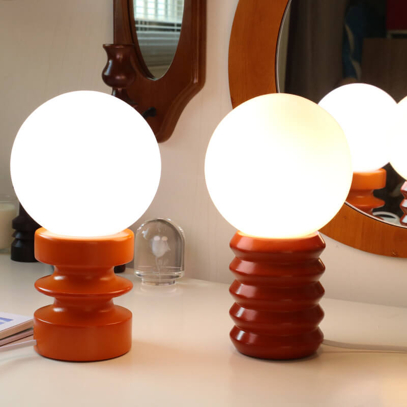 Lámpara de mesa vintage de vidrio sólido naranja de 1 luz 