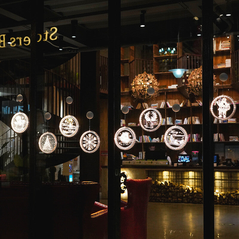 Décoration acrylique LED de Noël avec ventouse ronde 