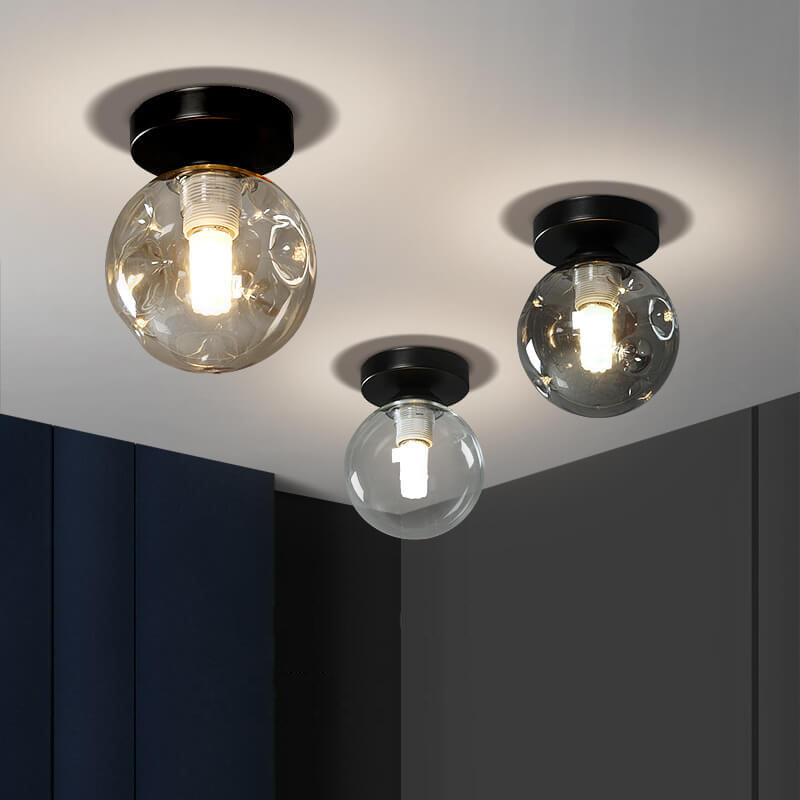 Nordic Glass Orb 1-Light LED Semi-Flush Mount Ceiling Light
