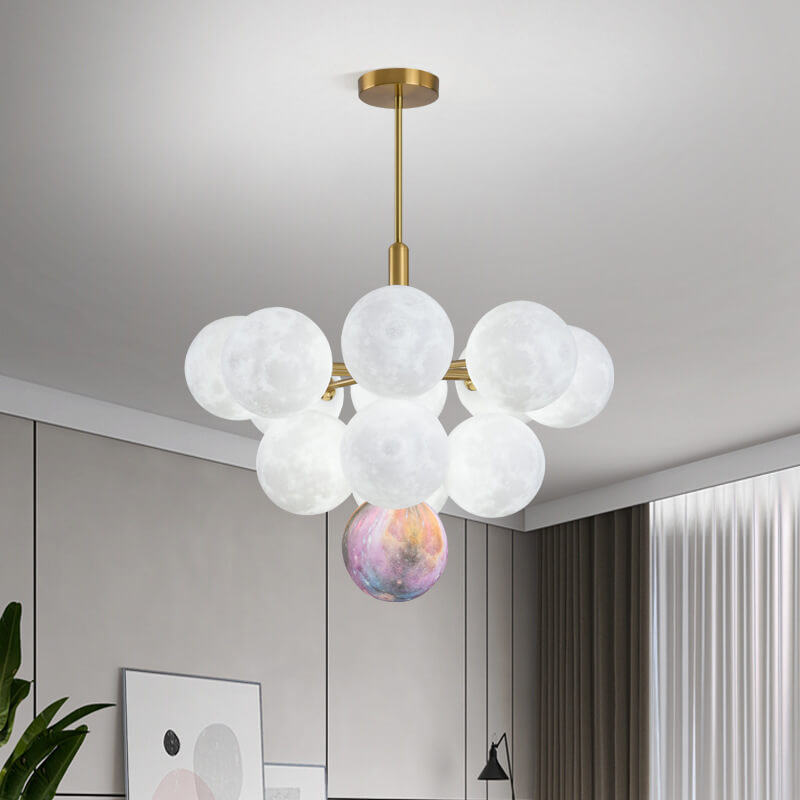 Nordic 3D Moon Planet 5/13 Light Chandelier