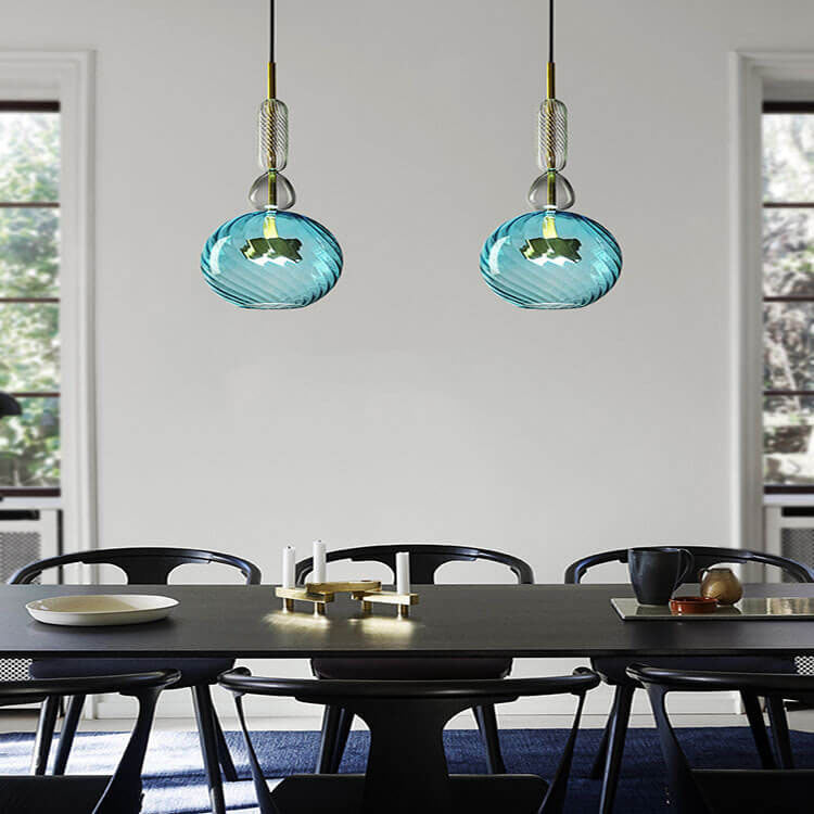 Nordic Bunter Zuckerstangen-Glas 1-Licht LED Pendelleuchte 