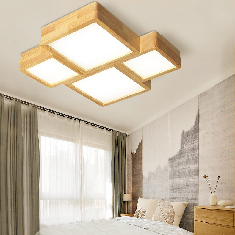 Luz de techo empotrada LED cuadrada de madera maciza nórdica 
