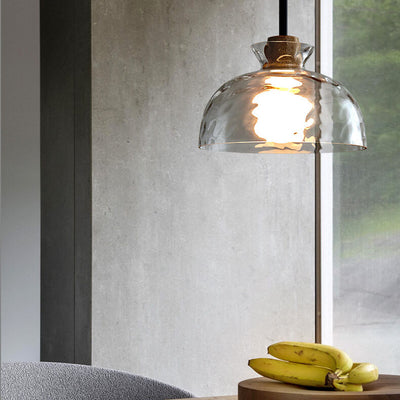 Nordic Clear Rippled Glass Shaded 1-Light Pendant Light