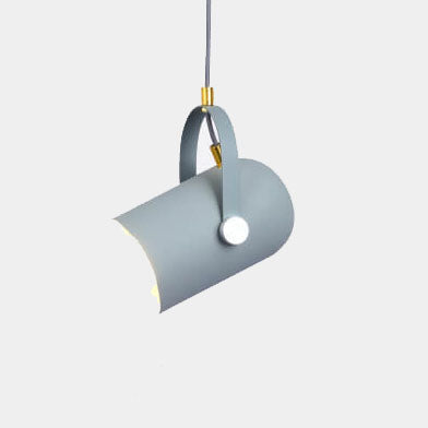 Foco de cilindro de metal Macaron 1-luz con mango ajustable Lámpara colgante 