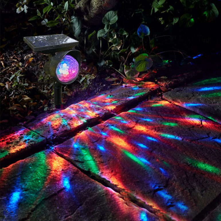 Solar drehbare Farbprojektions-LED Außen-Garten-Rasenleuchte 