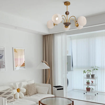 Vintage Striped White Glass 3/5/8 Light Chandelier