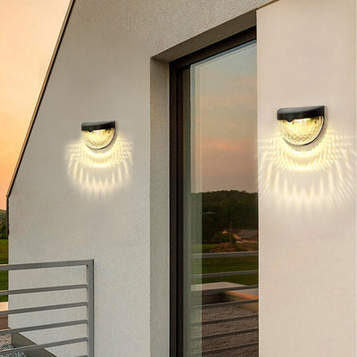 Solar Semi Circle Outdoor Waterproof Light Shadow Fence Wall Sconce Lamp