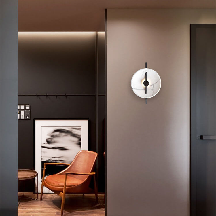 Minimalist Resin Marble Round LED Wall Sconce Lamp