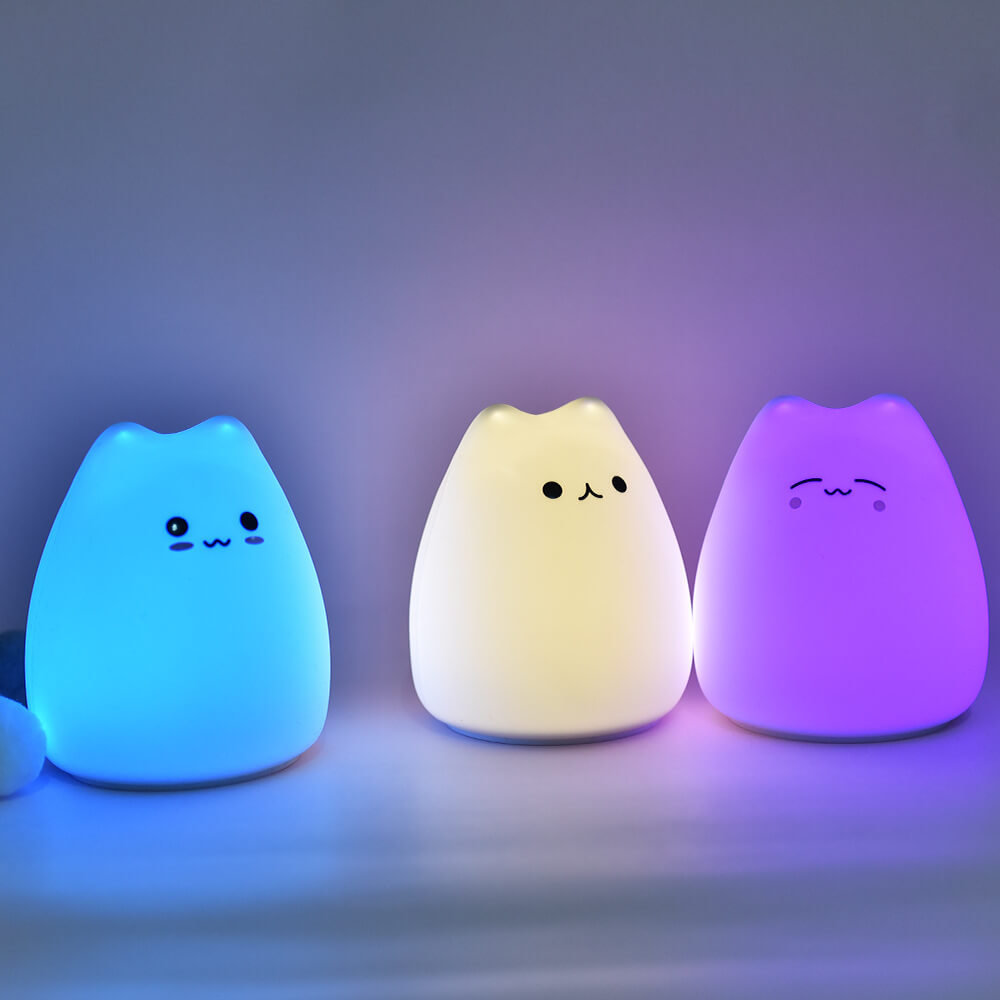 Lampe de Table LED en Silicone USB Veilleuse Chat 