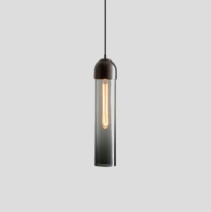 Minimalist Tube-Shaped Glass 1-Light LED Pendant Light