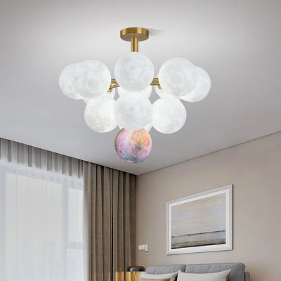 Nordic 3D Moon Planet 5/13 Light Chandelier