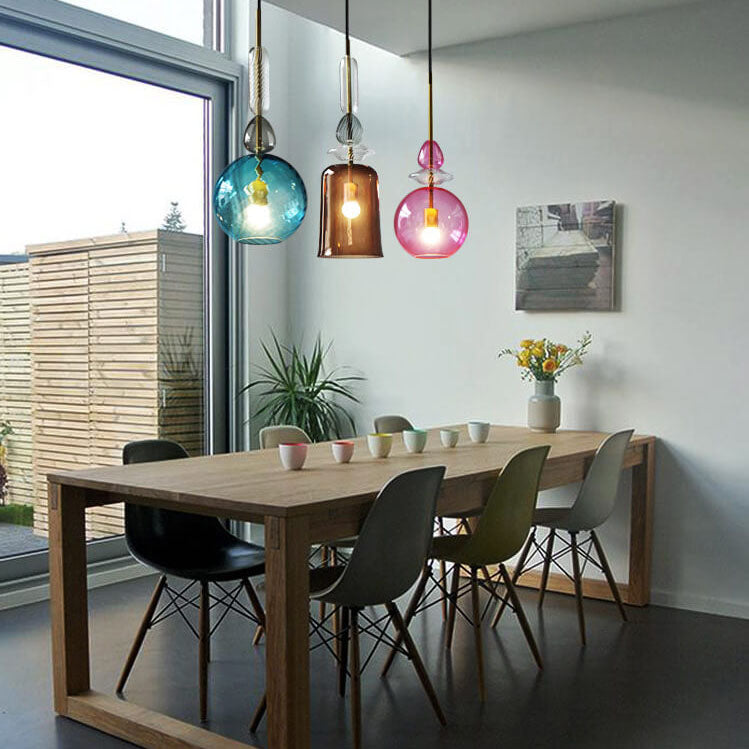 Nordic Bunter Zuckerstangen-Glas 1-Licht LED Pendelleuchte 