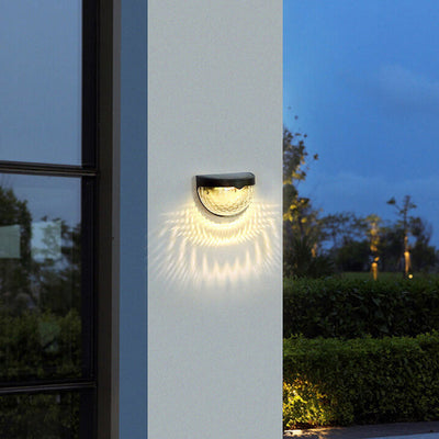 Solar Semi Circle Outdoor Waterproof Light Shadow Fence Wall Sconce Lamp