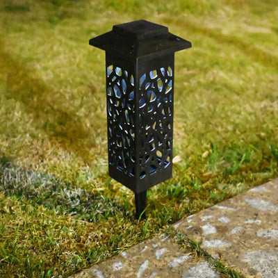 Outdoor Solar Hollow Square Column LED Patio Lawn Ground Plug Light