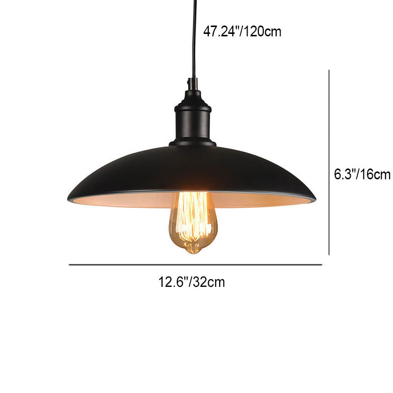 Lámpara colgante de 1 luz con tapa de olla redonda retro industrial de hierro 